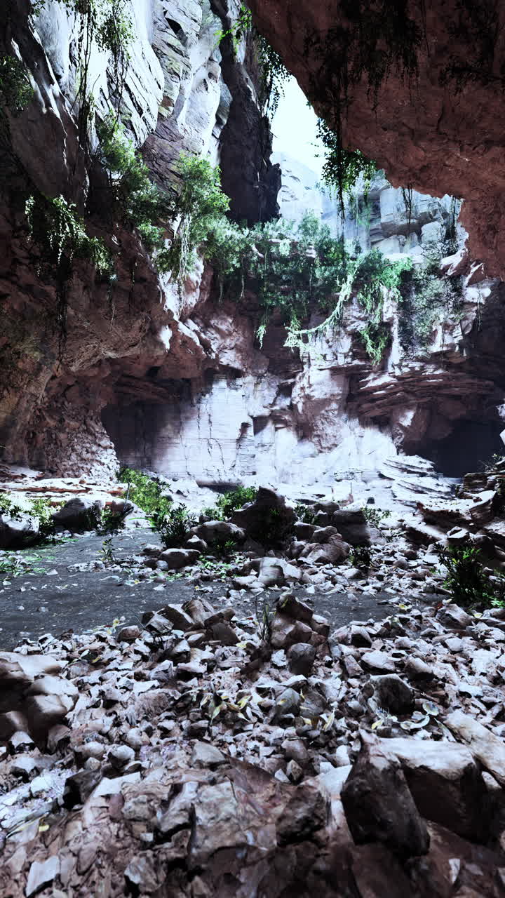 una cueva oscura con una abertura hacia el cielo