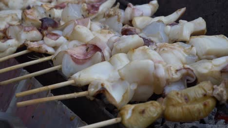 Grillen-Sie-Tintenfisch-Streetfood-Meeresfrüchte