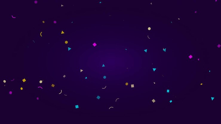 Colorful Confetti Falling Against a Dark Purple Background