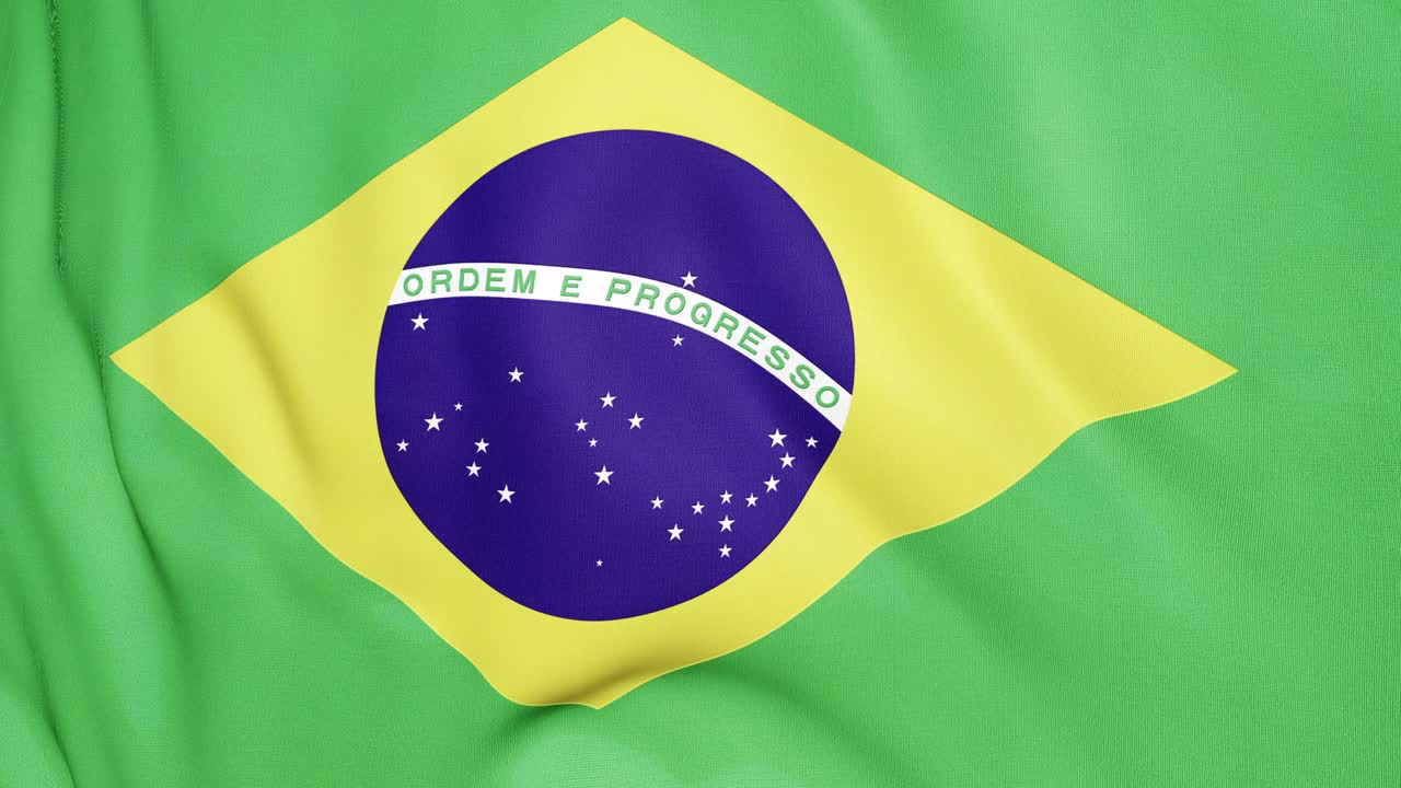 animación de la bandera brasileña en primer plano