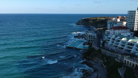 bondi beach pool from the air 4k drone australia