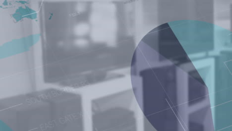 animation of statistical data processing against empty office