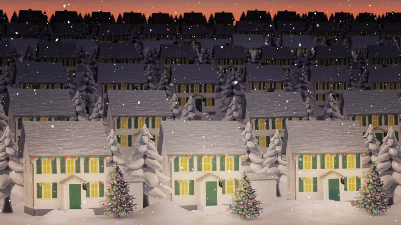 밤에 겨울 풍경 위에 눈이 있는 비디오 작곡