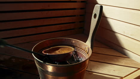 sauna water bucket called a kip or pail, maid out of copper