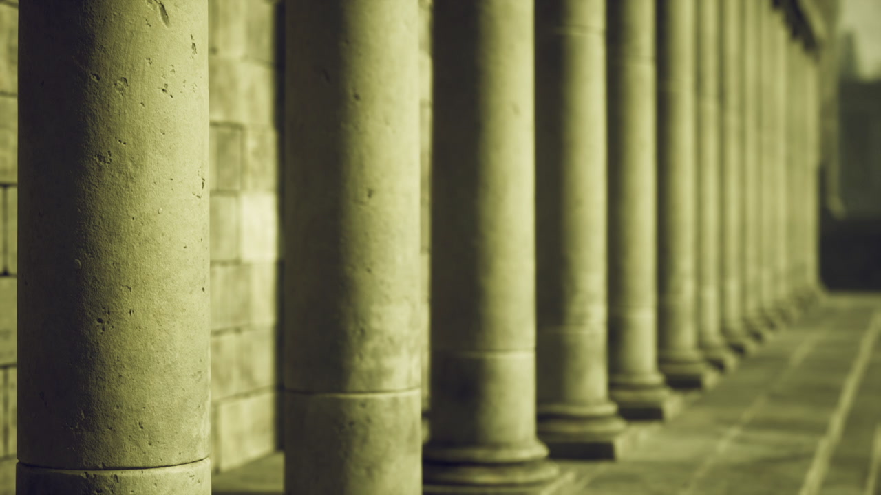 Historical stone structure with soft shading and tranquil ambiance