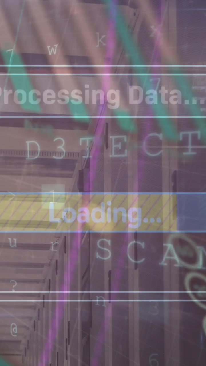 Animation of data processing over server room