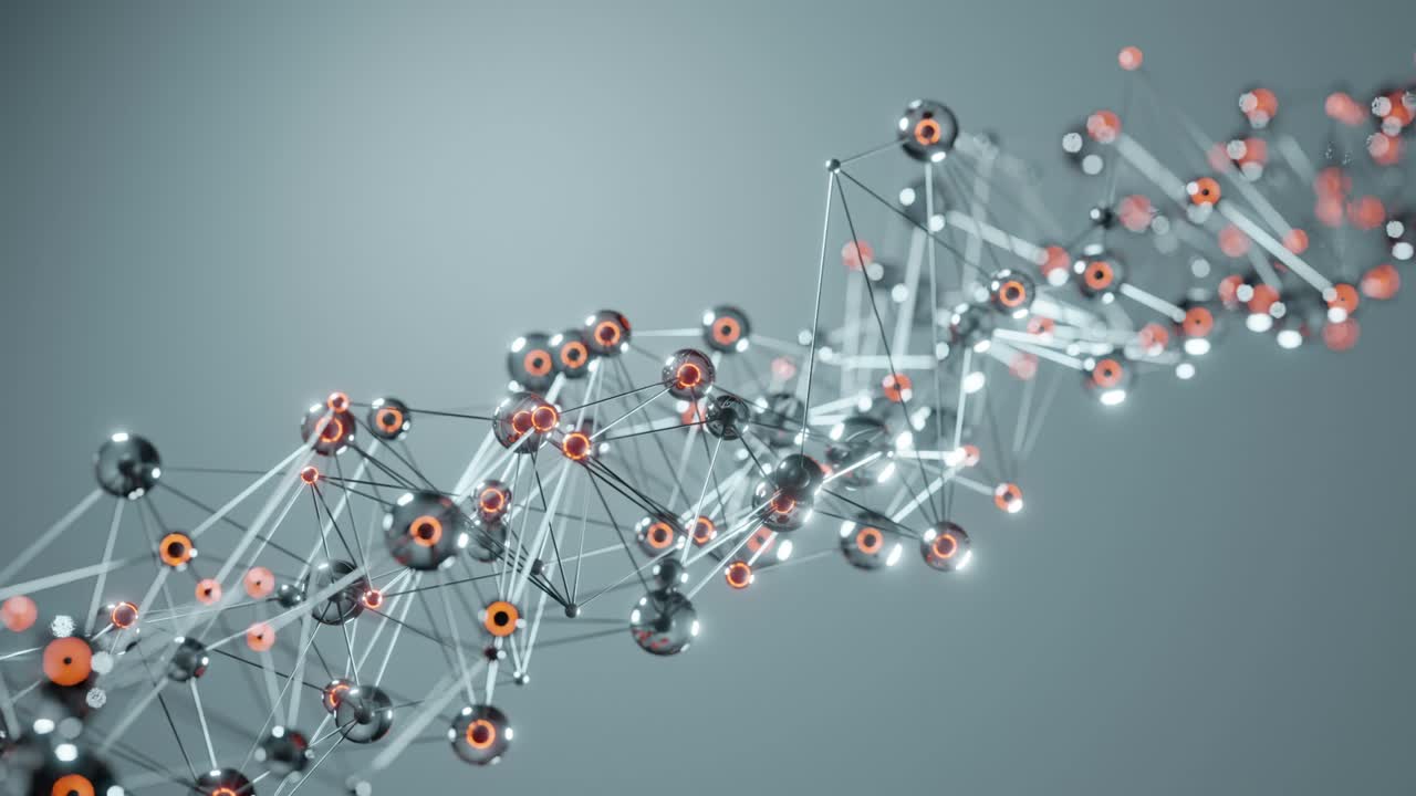 플렉서스 스타일의 과학과 미래의 기술 배경은 어떤 종류의 분자 또는 자유로운 움직임으로 회전하는 dna 부분을 가지고 있습니다.