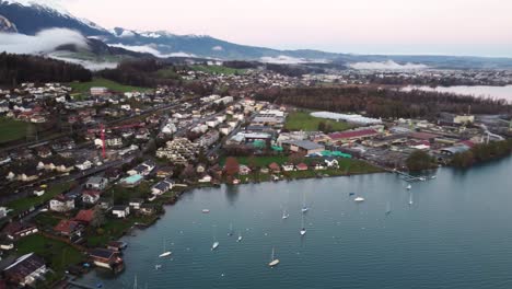 thun view en suiza imágenes de drones en 4k
