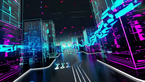 cyberpunk digital cityscape