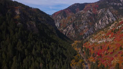 Drone-high-in-the-sky-looking-down-into-canyon