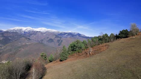 flying in pyrenees over mountains hills