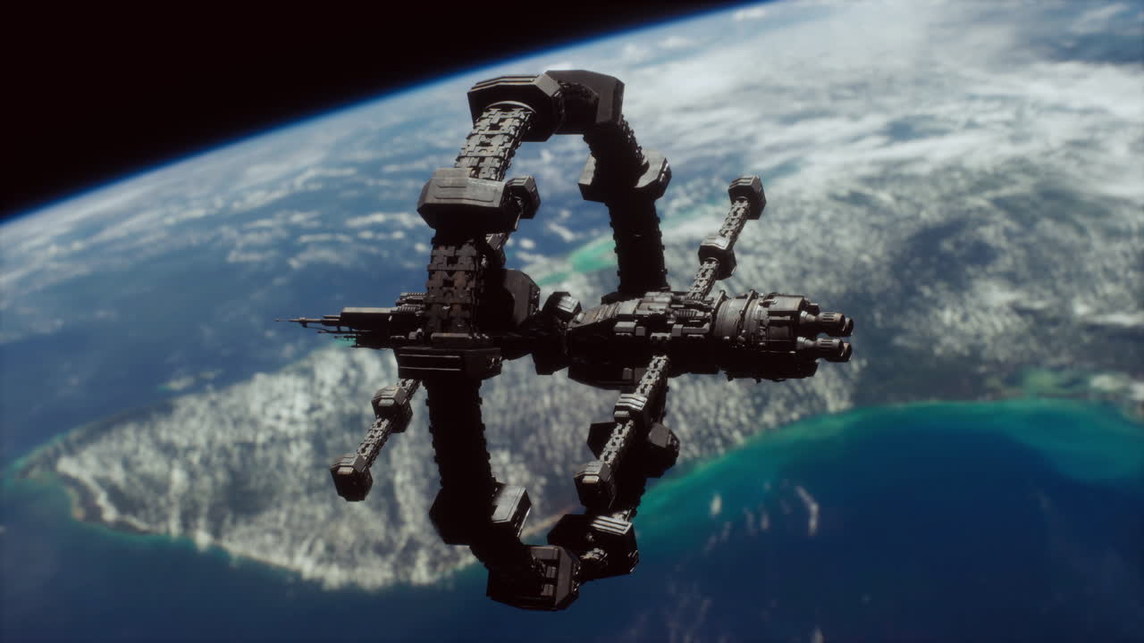 estación espacial por encima de la tierra elementos de la imagen proporcionada por la nasa