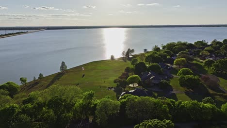 Neighborhood-flyover-near-Lake-Ray-Hubbard-in-Rockwall,-Texas