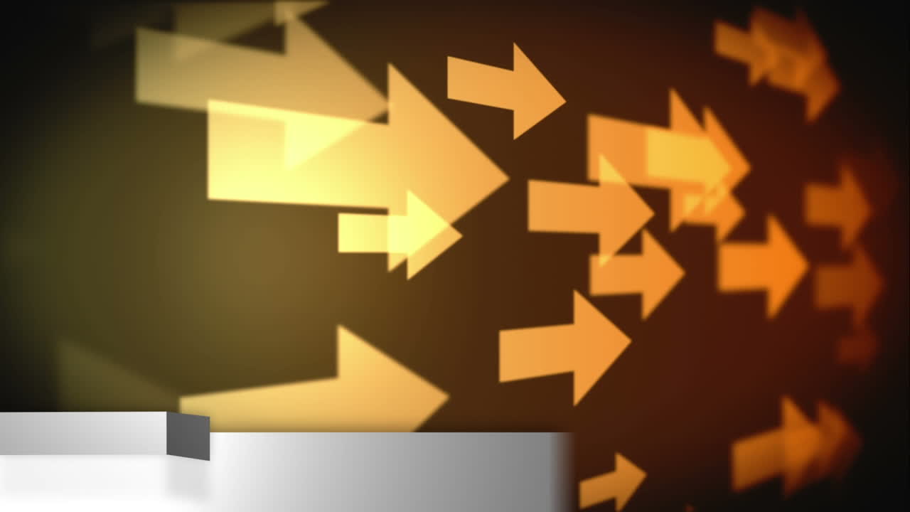 전 세계를 가로질러 움직이는 뉴스 텍스트와 화살표의 애니메이션.