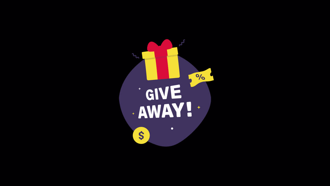 Animated Give Away Graphic with Gift Box and Discount Symbols