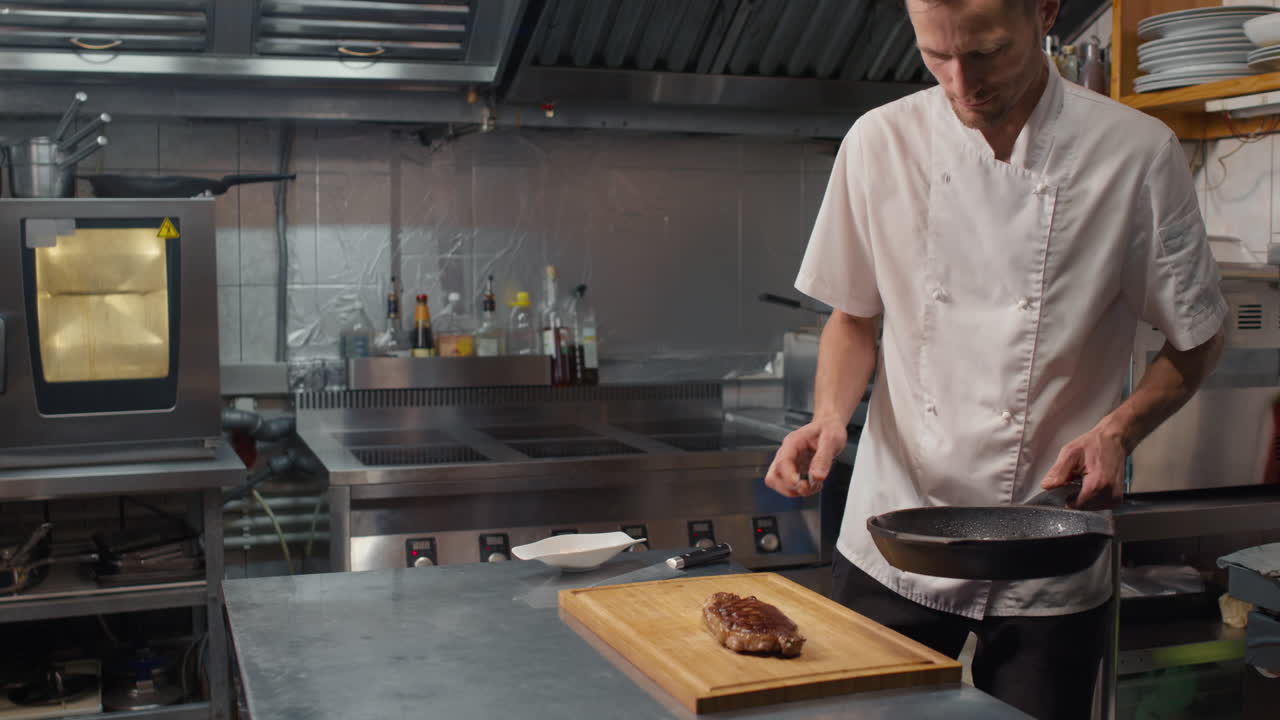 Serving Prepared Beefsteak On Wooden Board