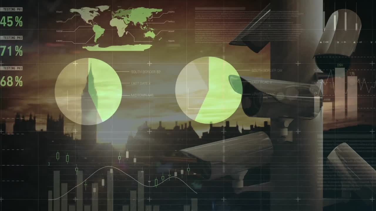 камеры наблюдения в городе и графики