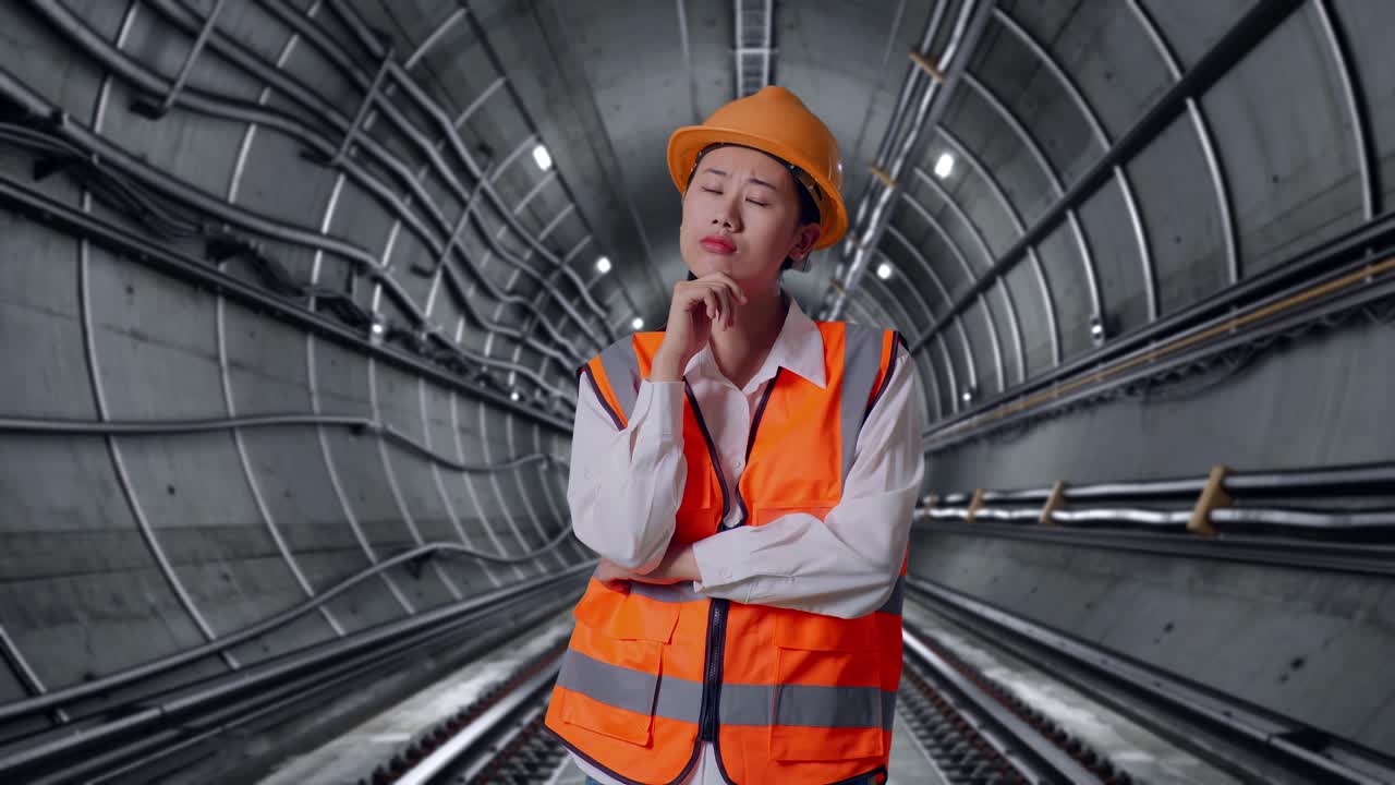 Woman Engineer in a Tunnel