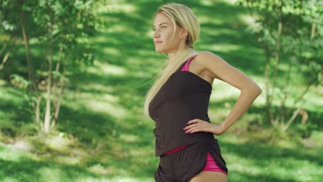 fitness woman doing warm up exercise at sport training. stretching workout