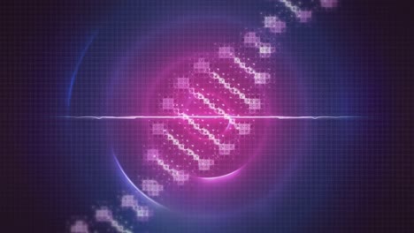 animation of dna strand over purple circles