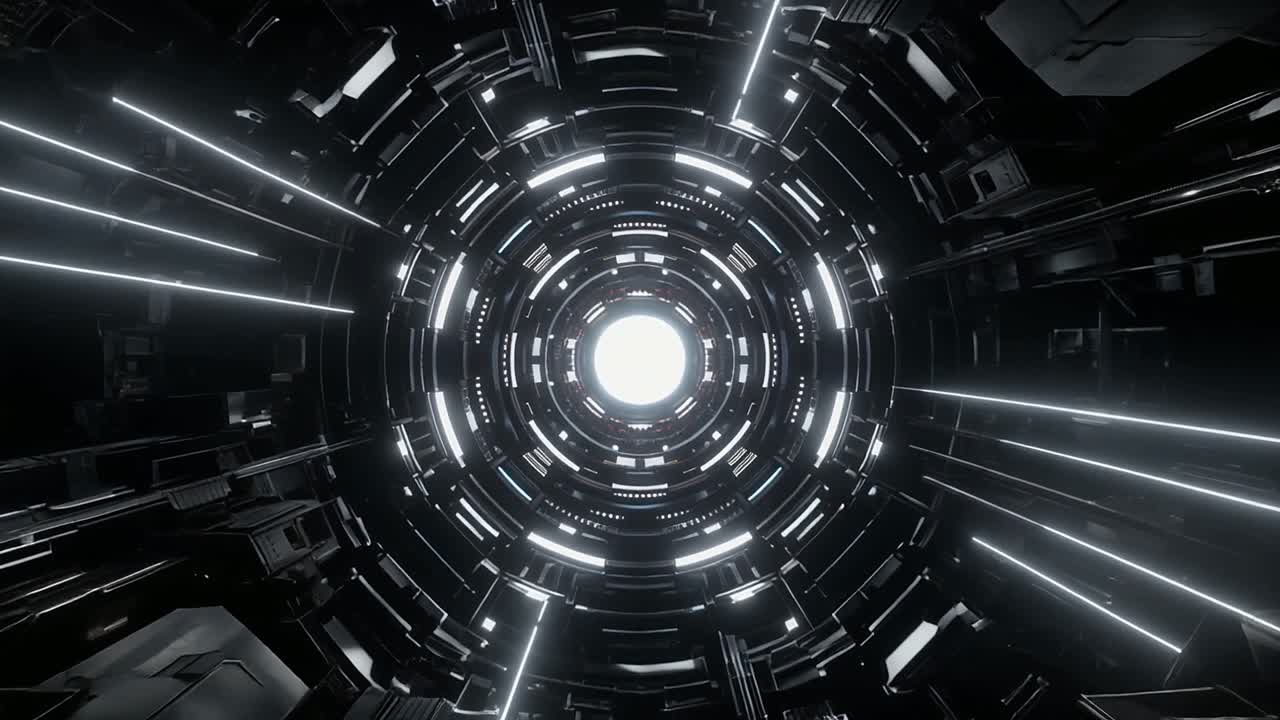 Attraversando un Tunnel di Luce Digitale Futuristico