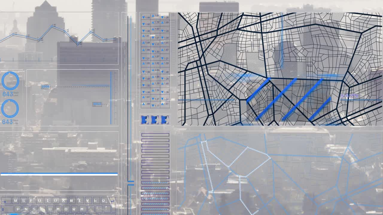 animación de la ciudad sobre el procesamiento de datos