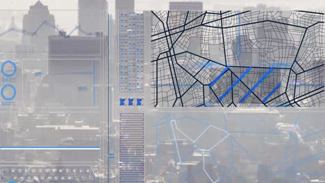 animación de la ciudad sobre el procesamiento de datos