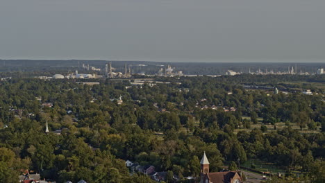 augusta georgia aerial v12 pan shot capturing the landscape of industrial area in distance on a hazy day - shot with inspire 2, x7 camera - october 2020