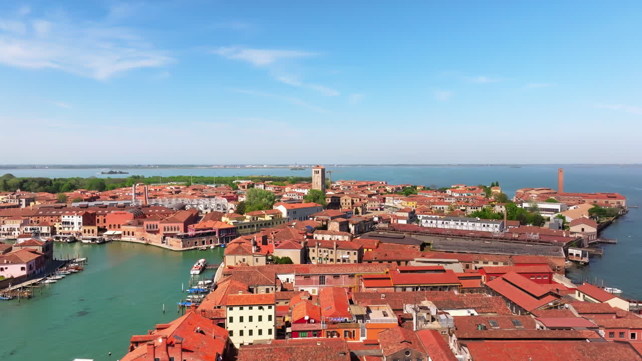 Aerial drone view of Venice City, Italy in daytime