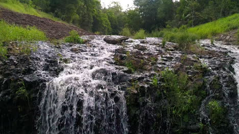 Flying-over-a-slow-motion-waterfall