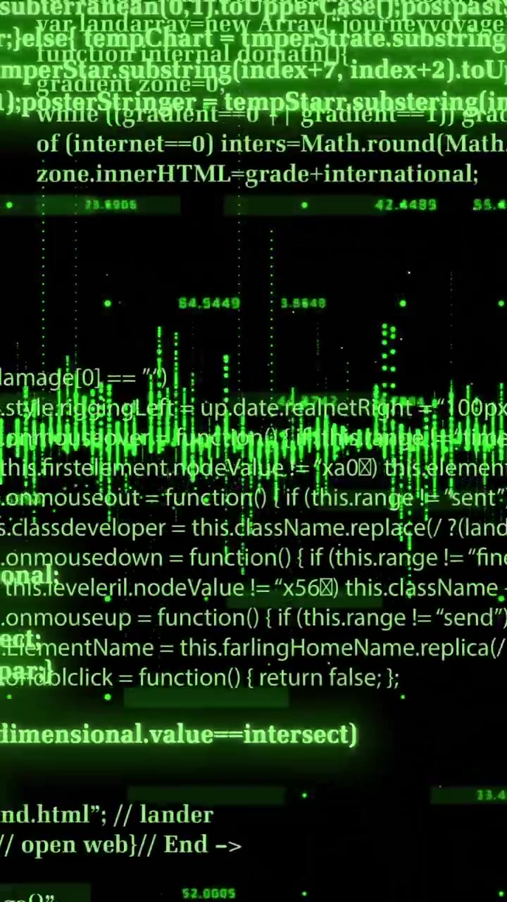 Animation of digital data processing over black background