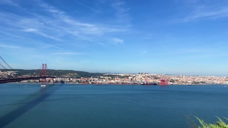 Ponte-25-De-Abril-In-Lisbon,-Portugal-Near-Tagus-River