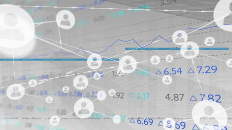 animación de conexiones sobre grapsh y datos en fondo gris