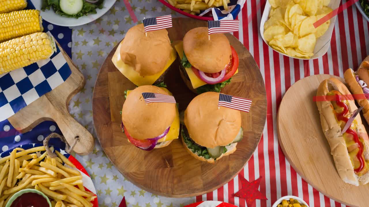 미국  ⁇ 발이 있는 햄버거, 핫도그, 패스트푸드의 애니메이션