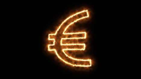 euro symbol of burning flame. european union euro symbol made from fire flame. flaming burn font or bonfire alphabet text with sizzling fiery shining heat effect. 3d rendering.