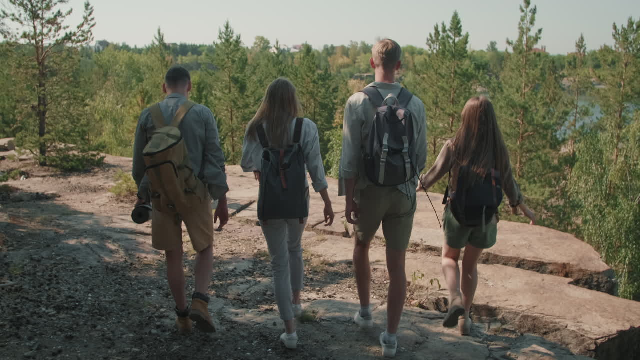Young Friends Enjoying Scenery on Hike