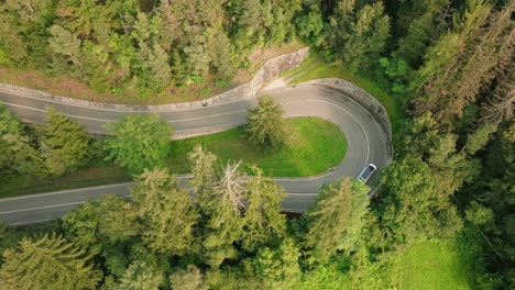 Navigieren-Sie-Durch-Faszinierende-Bergkurven,-Während-Taxis-Und-Autos-Durch-üppige,-Von-Bäumen-Gesäumte-Kurven-Schlängeln