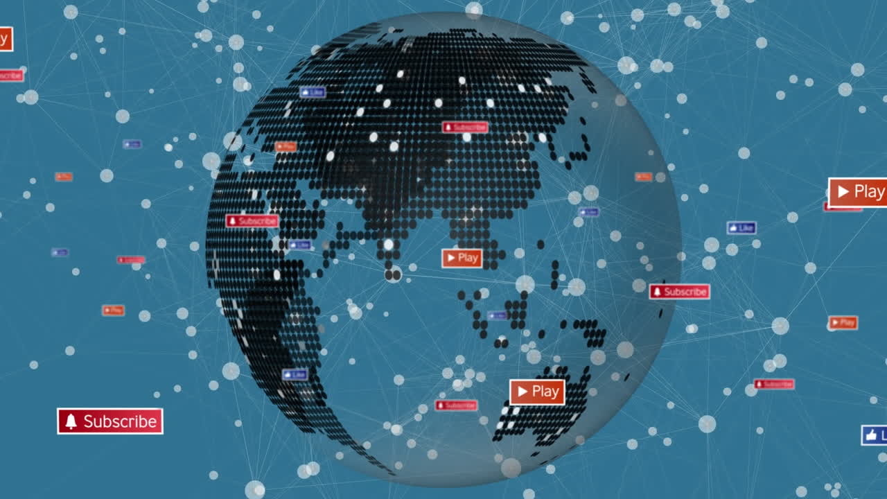 전 세계의 미디어 아이콘과 모양의 애니메이션