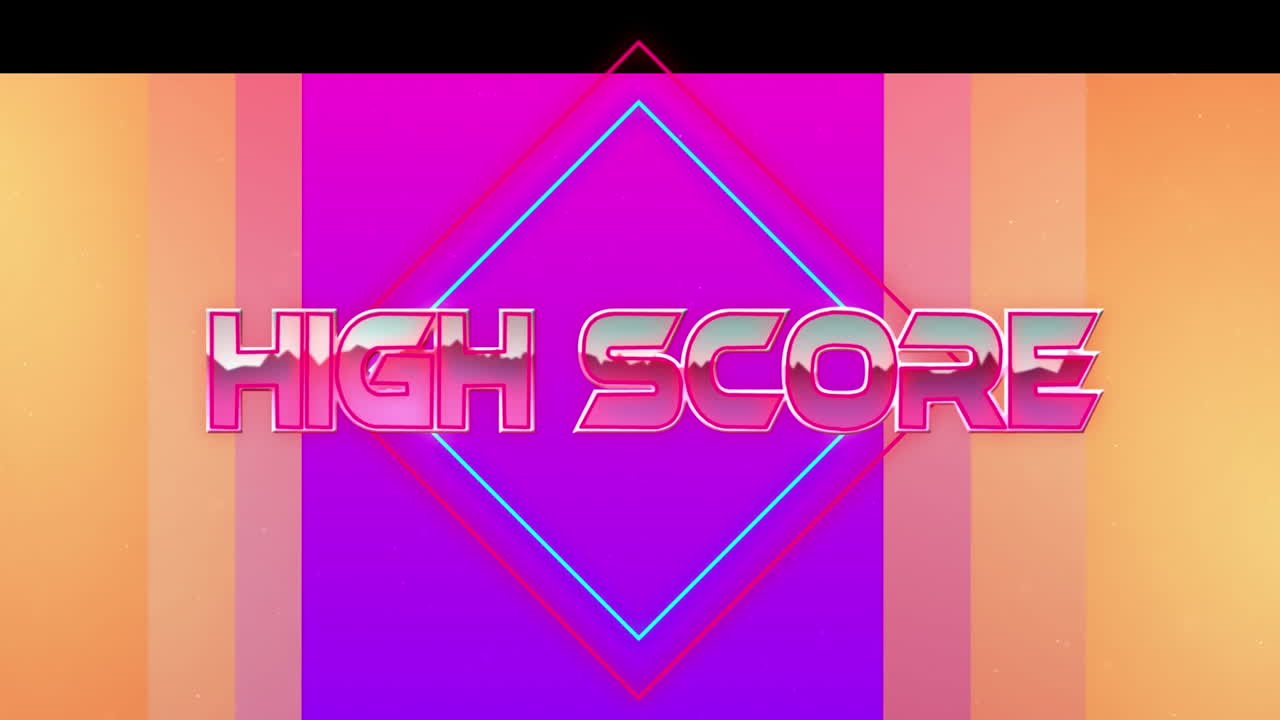 animación del texto de puntaje alto sobre un fondo colorido