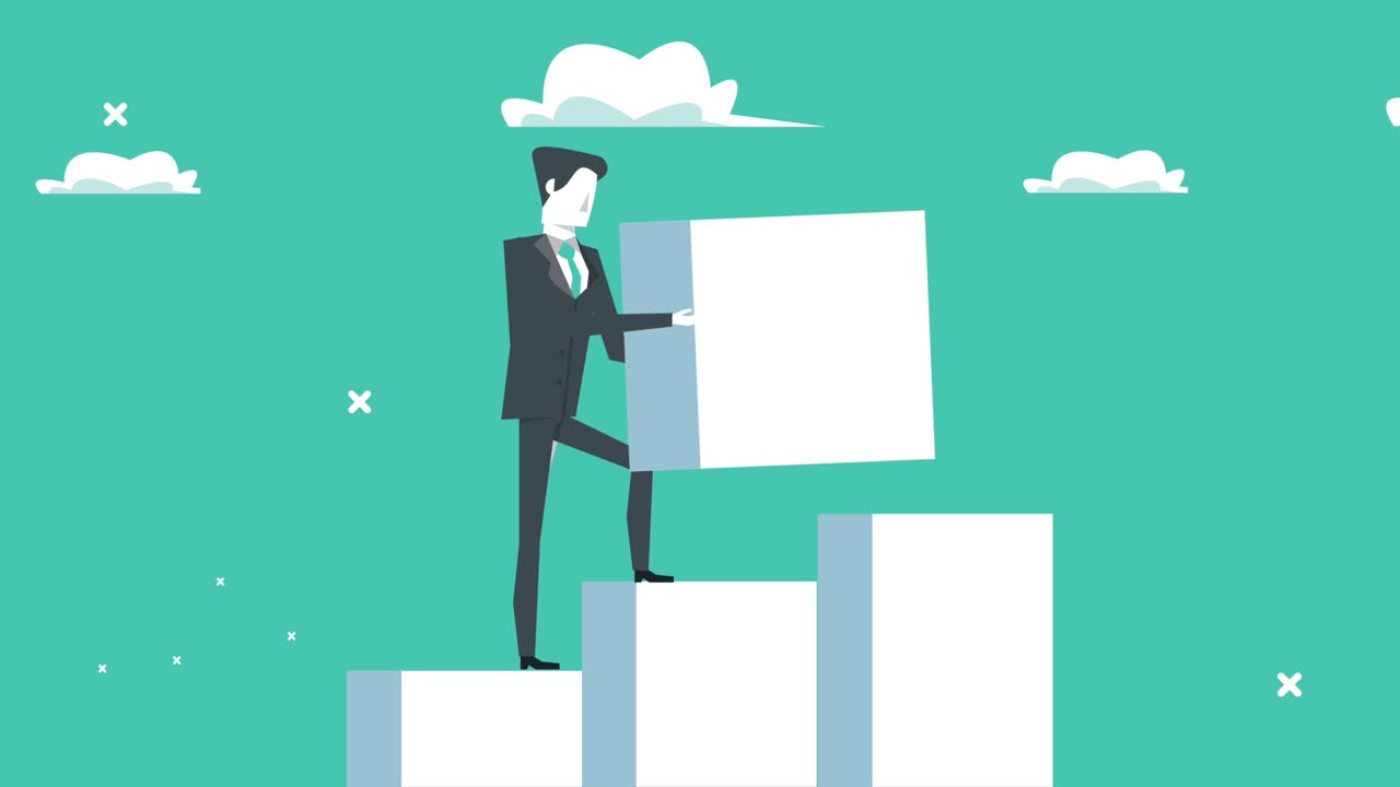 elegante hombre de negocios levantando barras de estadísticas