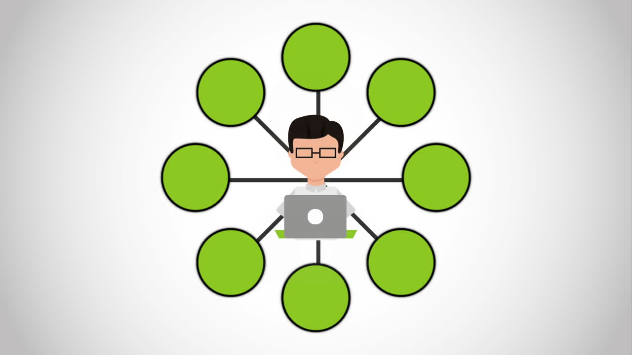 persona con computadora portátil y conexiones de red