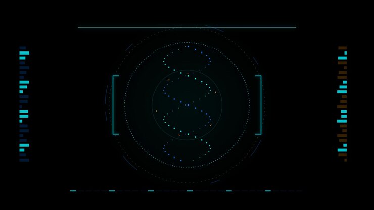 Digital DNA Helix Rotating in Futuristic HUD Interface