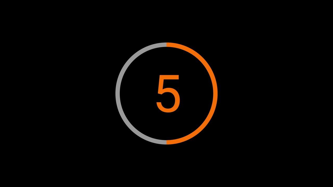 Animated 10 Second Countdown Timer with Orange Numbers and Progress Bar