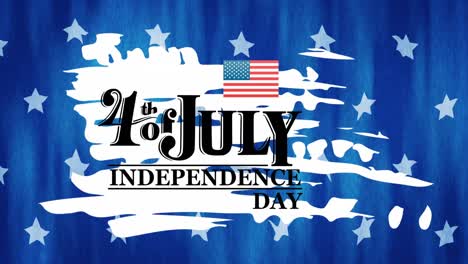 animation of 4th of july independence day text over stars on blue background