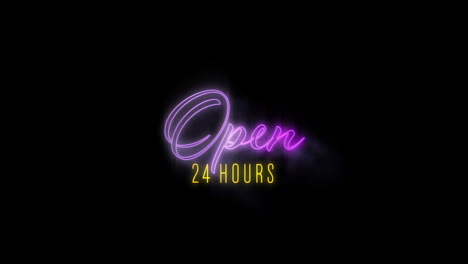 emerging purple open 24 hours neon billboard 4k