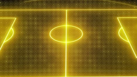 animation of yellow neon sports stadium over circles in row on black background