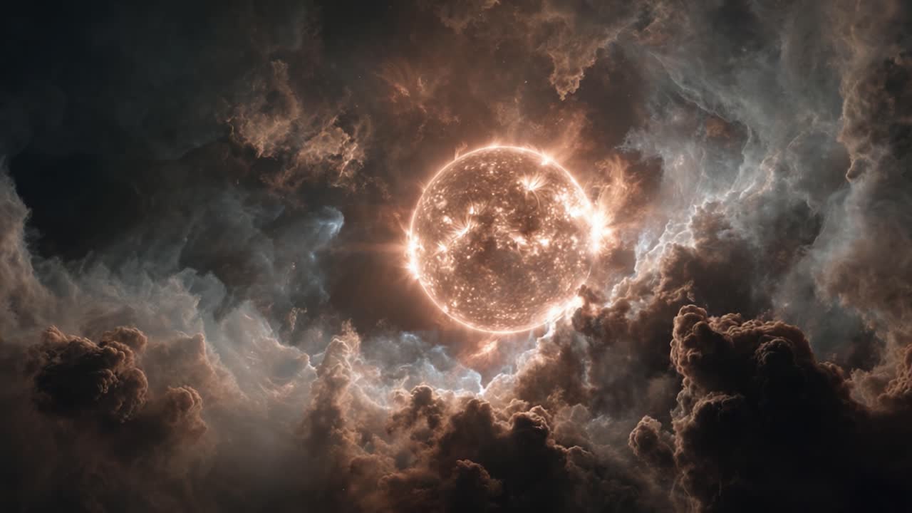 An Awe-Inspiring Celestial Display: A Dramatic Interaction Between Radiant Star and Ethereal Cosmic Clouds Illuminates the Dark Void of Space