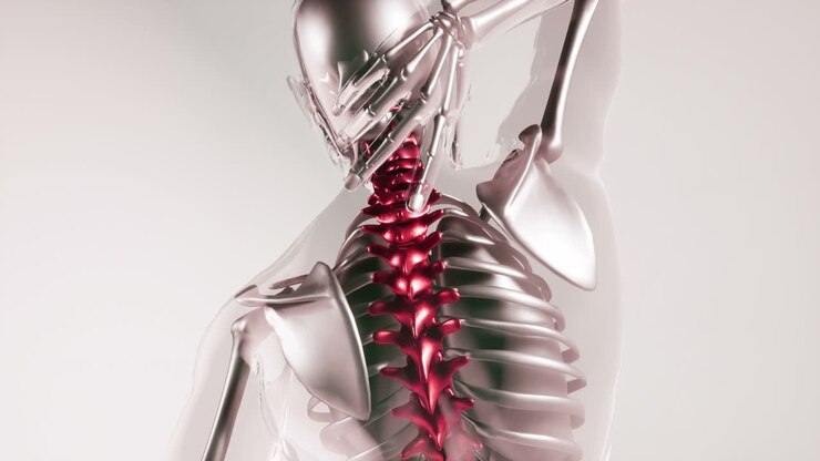 Human Spine Skeleton Bones Model with Organs