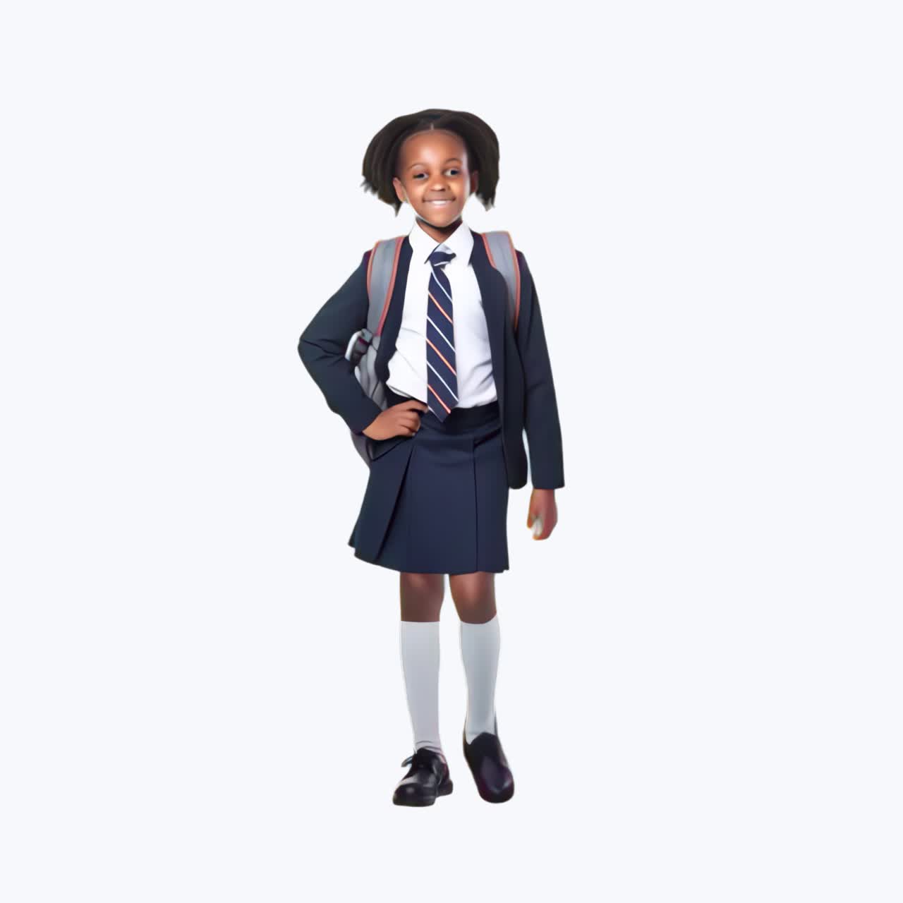 Confident schoolgirl in uniform smiling