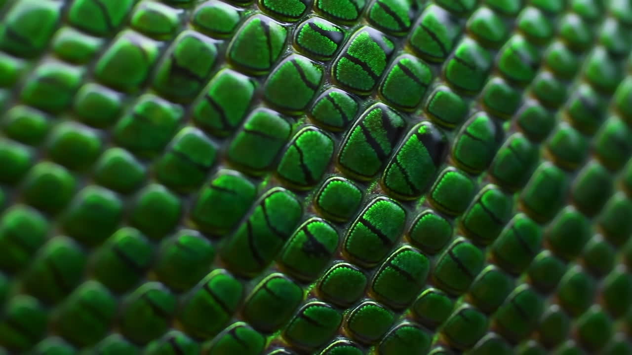 Gros plan détaillé de la texture vibrante d'une peau de serpent verte